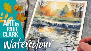 How to Paint an Autumn Waterfall in Watercolour [upl. by Schatz]