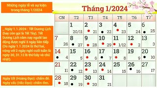 Lịch âm tháng 1 năm 2024 Lịch âm hôm nay Lịch vạn niên 2024 Ngày tốt xấu tháng 12024 [upl. by Akinnor435]