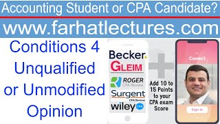 Unqualified Opinion  Conditions for Unmodified Audit Report   Auditing Course  CPA Exam AUD [upl. by Anniala]