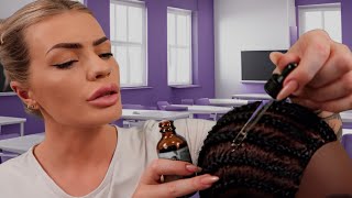 ASMR oiling between your braids and scratching your itchy scalp 💜 hair play roleplay [upl. by Merrie831]