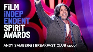 Andy Samberg  Breakfast Club in memoriam tribute  2018 Film Independent Spirit Awards [upl. by Swart]