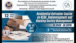 Residential Refresher Course on RERA Redevelopment and Housing Society Management SESSION 8 amp 9 [upl. by Analed]