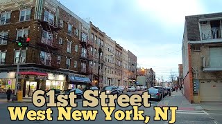 Walking on 61st Street in West New York New Jersey USA  Park Ave to J F Kennedy Blvd [upl. by Rodriguez]