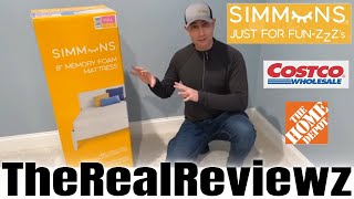 SIMMONS 8” MEDIUM MEMORY FOAM BED  REVIEW [upl. by Ressler]