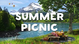 Picnic by the Lake ASMR Ambience 🍉🍇 Relaxing Summer Ambience with Lake Sounds Birdsongs Campfire [upl. by Alliuqet]