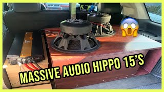 2 MASSIVE AUDIO HIPPO 15S ON 4000 WATTS IN CHEVY TAHOE MIRROR FLEXING [upl. by Lumpkin]