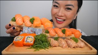 SALMON SUSHI FEST ASMR EATING SOUNDS NO TALKING  SASASMR [upl. by Andi]