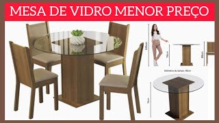 Conjunto Sala de Jantar Madesa Débora Mesa Tampo de Vidro Redondo 4 Cadeiras  Rusticbege [upl. by Cob]