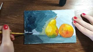 Natura Statica Pictura in Acrilice  How to paint fruits in acrylics painting [upl. by Suzanne901]