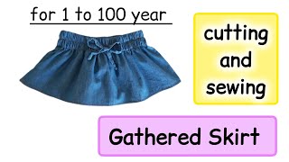 ✂️Cutting and stitching a gathered skirt  Easy to sewing Gathered Skirt For Kids And Adults [upl. by Yessak]