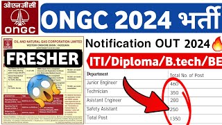 ONGC Latest Notification 2024  Freshers  ONGC Vacancy 2024  ONGC Jobs 2024  Latest Jobs 🔥 [upl. by Selij233]