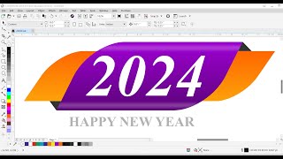 How to Make 2024 Ribbon Design Basic CorelDraw in Hindi [upl. by Beilul34]