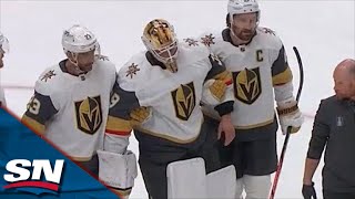 Golden Knights Laurent Brossoit Exits Game With Injury After Making Stop On Oilers Connor McDavid [upl. by Josee845]