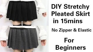 DIY EasyampQuick Stretchy Pleated Skirt in 15mins for Beginners  No Zipper amp Elastic [upl. by Etteniuq]