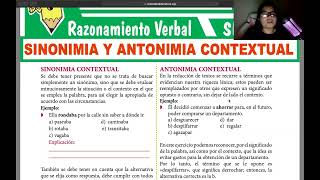 TEMA 2  LA SINONIMIA CONTEXTUAL Y ANTONIMIA CONTEXTUAL  RAZONAMIENTO VERBAL SEGUNDO DE SECUNDARIA [upl. by Lancelot937]