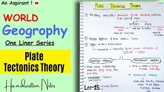 Plate Tectonics Theory  Lec15  World geography  One Liners Topic Wise  An Aspirant [upl. by Harneen301]