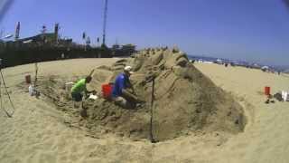 Disneys Frozen  Sand Sculpture Time Lapse Santa Monica [upl. by Nicodemus912]