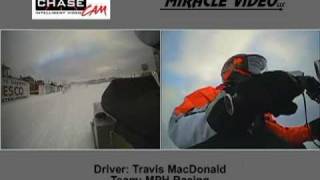 Ice Oval Snowmobile racing with 2 on board cams [upl. by Ierdna]