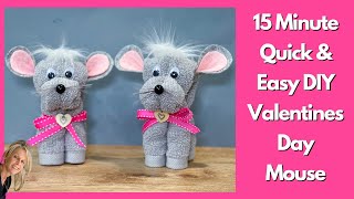 15 Minute Easy DIY Valentines Mouse  Washcloth Animals  Great Gift [upl. by Durkee]