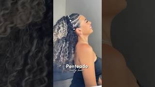 Penteado com elástico para cabelo cacheado 🩷 [upl. by Damas248]