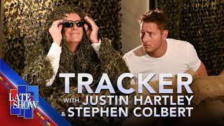 “Tracker” Star Justin Hartley Helps Stephen Colbert Recover His Lost Mug [upl. by Etac]