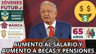 OFICIAL AMLO Aumenta el Salario y Aumentan las Becas y las Pensiones 2024 [upl. by Araic732]