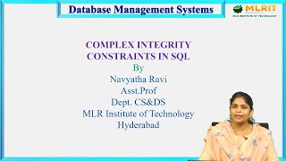 LEC20 Database Management Systems  Complaints Integrity Constraints in SQL by Mrs Navyatha [upl. by Grethel4]