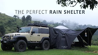 SOLO Camping in RAIN  Perfect CAR TENT Shelter  Relaxing ASMR [upl. by Aizahs]