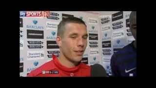 Lukas Podolski amp Abou Diaby  English Interview  Liverpool vs Arsenal [upl. by Sauer77]