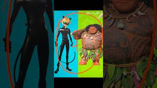 Cat Noir Miraculous mixing with Maui Moana mixingcharacters aiart mixing shorts [upl. by Anauj]