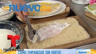 Consejos de cocina Cómo empanizar sin huevo  Un Nuevo Día  Telemundo [upl. by Akiwak]