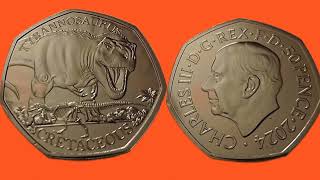 TYRANNOSAURUS REX 50 pence coin 2024 [upl. by Ahsonek]