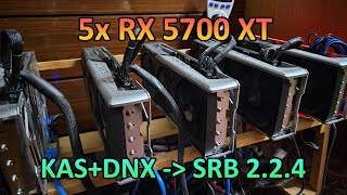 5x RX 5700 XT  Dual KaspaDynex Hashrate TRM 0109  SRB 224 [upl. by Shannah]