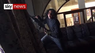 Boy films frenzied Islamic State fighters in Mosul [upl. by Attenauq995]