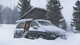 Car Camping CAUGHT IN A SNOW BLIZZARD  Austrian Alps 1800m above sea Winter Van Life ASMR [upl. by Sanfred]