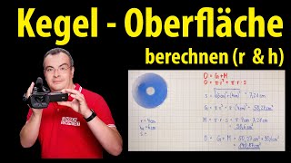 Kegel  Oberfläche berechnen  Radius und Höhe gegeben  Lehrerschmidt [upl. by Korwun]