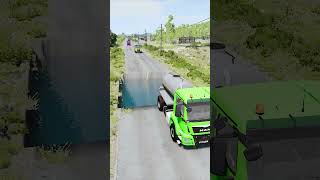 Trucks vs water pit 3  BeamNG drive beamngdrive carsvsmassivepotholes carvsdeepwater [upl. by Enneire]