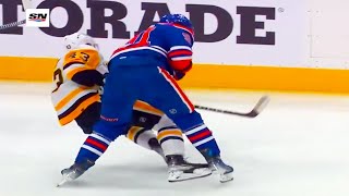 Evander Kane HARD Hit on Jansen Harkins FULL CLIP Penguins vs Oilers  NHL Highlights [upl. by Newcomb]