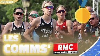 JO 2024  Triathlon  Les comms RMC Beaugrand en or [upl. by Anahpos]