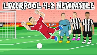 JOTA FOUL or DIVE Liverpool 42 Newcastle United Goals Highlights Salah Gakpo Jones 2023 [upl. by Reede442]