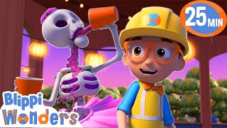 Blippi’s Halloween Pumpkin Rollercoaster Ride  Blippi Halloween Cartoons  Moonbug Halloween [upl. by Enomas]