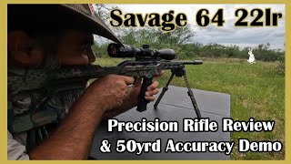 019 Product Review  Savage 64 Precision FDE 22 LR Rimfire and 50 yard demo [upl. by Wilburt576]