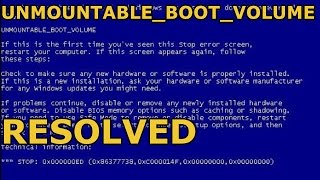 How To Fix UnmountableBootVolume Blue Screen Error STOP code 0x000000ED [upl. by Bilicki809]