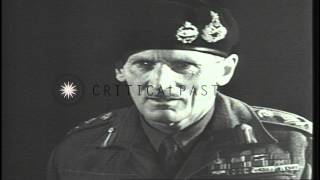 British Field Marshal Bernard Montgomery visits a war factory and speaks to workeHD Stock Footage [upl. by Oriana481]