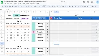 2024 Social Media Planner Calendar in Google Sheets FREE Template [upl. by Maples]