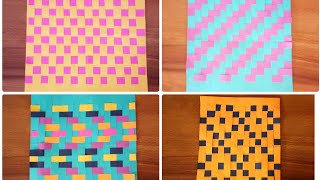 Different types of weaving styles weaving mats by color paper beautiful mats pattern design part1 [upl. by Bez]