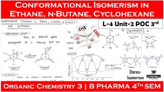 Conformational Isomerism in Ethane nButane and Cyclohexane  Geometrical Isomerism  L4 U2 POC 3 [upl. by Arlen813]