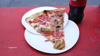 NYCJoes Pizza Spiderman Peter Parker may deliver to you  newyork foodie vlog supreme [upl. by Salocin]