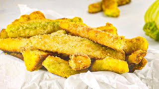 Zucchini Fries Keto Recipe  LowCarb Crunchy Finger Food Snacks or Side Dish Oven Bake [upl. by Romeu]