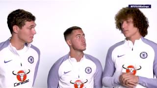 FIFA 18 Chelsea Players React to Ratings  HAZARD LUIZ AND CHRISTENSEN FIFA 18 RATINGS [upl. by Geilich]